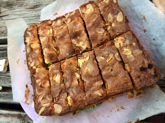 Auntie Annie’s shortbread, fruit & almond slice