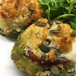 Mozzarella stuffed portobello mushrooms