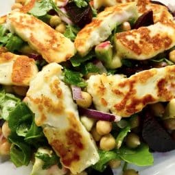 A bowl of halloumi Salad