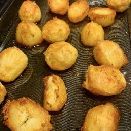 A tray of roast potatoes