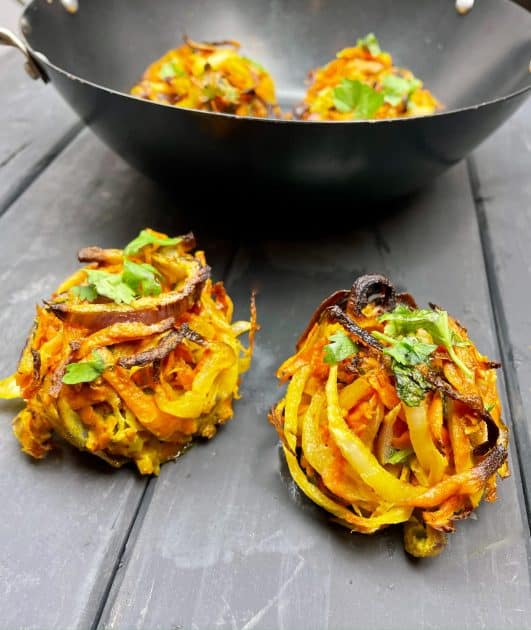 Healthy Onion Bhaji - served