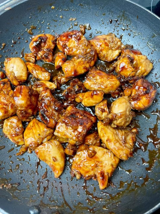 Sticky Chicken, finished in the frying pan