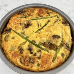 Crustless Asparagus Quiche with New Potatoes baked in a tin