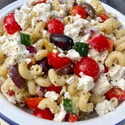 Greek Pasta Salad - bowl of greek salad