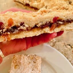 Baked Shortbread Mincemeat Slices with cherries