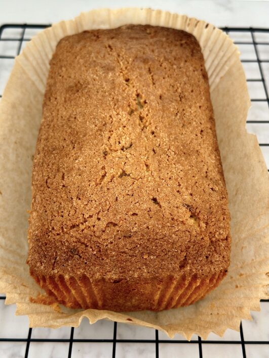 A baked coconut loaf cake