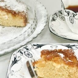 a slice of one bowl apple cake